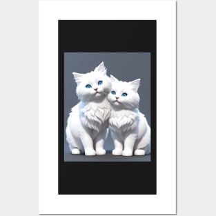 White Cats - Modern Digital Art Posters and Art